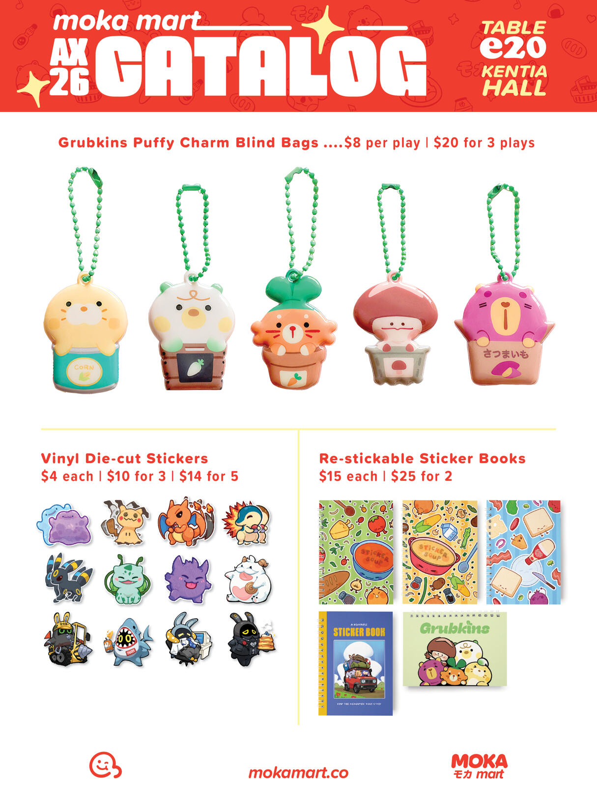 Original Art Designs for Grubkins Puffy PVC Keychains, Reusable Sticker Collecting Books, and Assorted Vinyl Stickers!